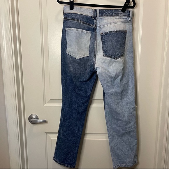 REVICE Two-Tone Straight Leg Jeans - Dark and Light Blue - Picture 5 of 7